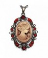 Dark Red Cameo Pendant Necklace Charm Women Fashion Jewelry - CO118ZJPHG7