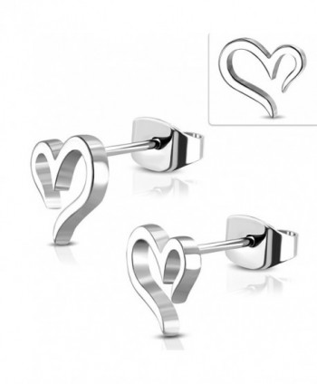 Stainless Steel Spiral Open Love Heart Stud Earrings (Pair) - CA188SN9NK8