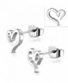 Stainless Steel Spiral Open Love Heart Stud Earrings (Pair) - CA188SN9NK8