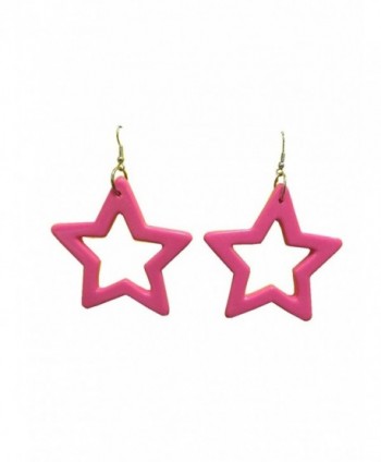 80's Star Earrings Hot Pink - C7113NWWOD5