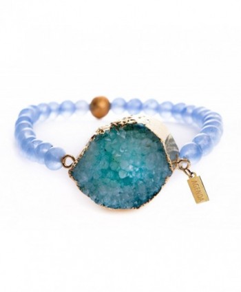 Agenda Druzy Natural Stretch Bracelet Aquamarine Beads 9" - C912NSSRBSU