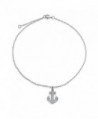 Bling Jewelry 925 Sterling Silver Cubic Zirconia Anchor Charm Anklet 10in - CI114XZBXDX