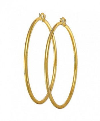 3.5" Plain Hoop 14K Yellow Gold Plated Hoop Earrings Size 6 - CU12MX7BGUX