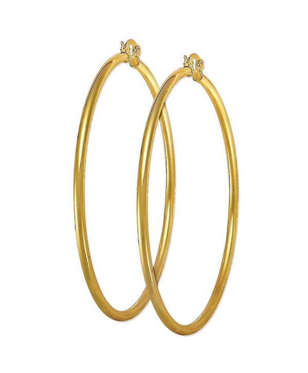3.5" Plain Hoop 14K Yellow Gold Plated Hoop Earrings Size 6 - CU12MX7BGUX