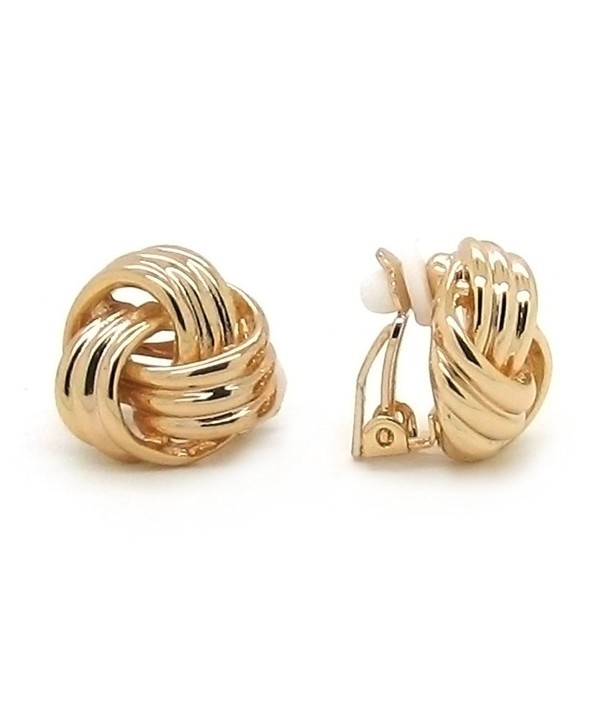 Sparkly Bride Love Knot Clip On Earrings Gold Plated Women Fashion - CL11NF26H4F