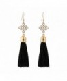 Buyinheart 5 Colors Fish Hook Chinese knot Long Dangle Tassel Earrings for Women's Girls Party Jewelry - Black - CV183D88L9U