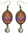 Lord Ganesh God of Intellect Wisdom Bronze Iridescent Rhinestone Earrings - CB1215QA9MH