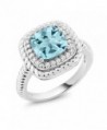 2.74 Ct Cushion Cut Sky Blue Topaz 925 Sterling Silver Engagement Ring (Available in size 5- 6- 7- 8- 9) - C7183N45YXQ