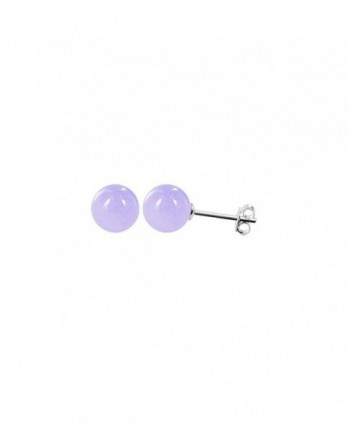 Gem Avenue 925 Sterling Silver 8mm Round Light Purple Gemstone Post Earrings - CB1157V11JN