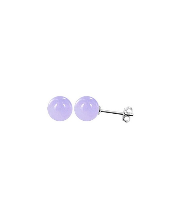 Gem Avenue 925 Sterling Silver 8mm Round Light Purple Gemstone Post Earrings - CB1157V11JN