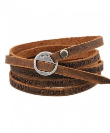 Leather Multi Double Wrap Cuff Bracelet Wristband Bangle Inspiration Men's Women's - Brown Inspiration - CS12N83P12X