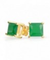 Bling Jewelry Square CZ Princess Cut Simulated Jade Stud earrings Gold Plated 7mm - CF11HNTZHRJ