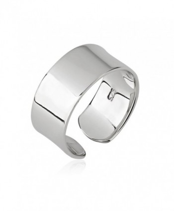 925 Sterling Silver Plain Wide Band Shiny Polished Wrap Around Knuckle Midi or Thumb Ring- 8mm - CF186TLXEGT