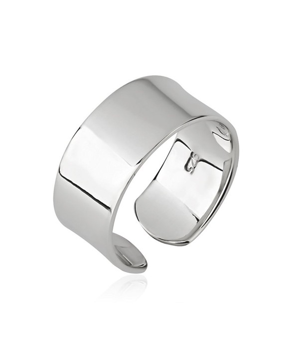 925 Sterling Silver Plain Wide Band Shiny Polished Wrap Around Knuckle ...