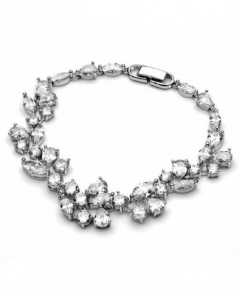 USABride Cubic Zirconia Bridal Bracelet Special Occasion Silver Plated CZ Jewelry 1275 - CV116W2A9OX