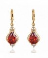 YAZILIND Elegant Unique Design 14K Gold Filled Inlay Teardrop Cubic Zirconia Dangle Drop Earrings for Women - Red - CH11KM1CLV5