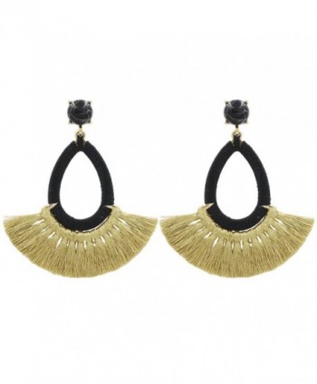 Tassel Earrings Fringe Drop Long Dangling Tiered Thread Earrings - Short Tassel3-Black - C2188TWIS67