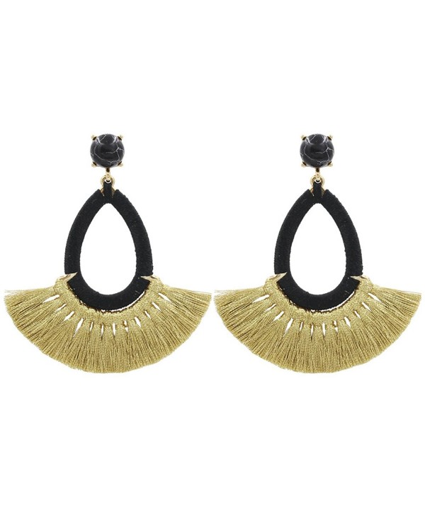 Tassel Earrings Fringe Drop Long Dangling Tiered Thread Earrings - Short Tassel3-Black - C2188TWIS67