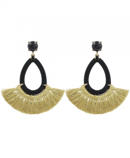 Tassel Earrings Fringe Drop Long Dangling Tiered Thread Earrings - Short Tassel3-Black - C2188TWIS67