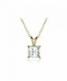 Sterling Silver 6mm Princess-cut Solitaire Necklace created with Swarovski Zirconia - C7186SGSEYQ