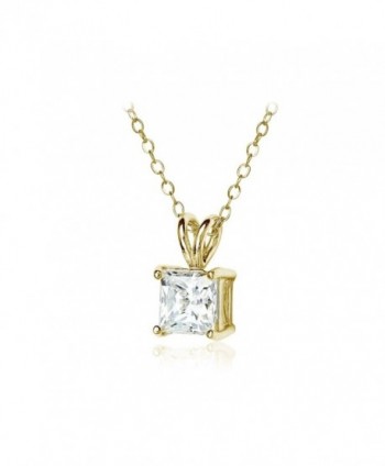 Sterling Princess cut Solitaire Necklace Swarovski