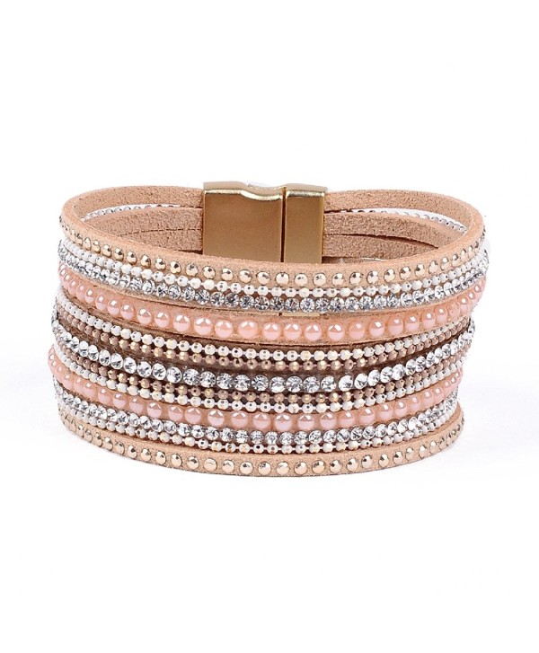 Artilady shinning wrap clasp bangle for women - Pink - CR17YLU4MOS