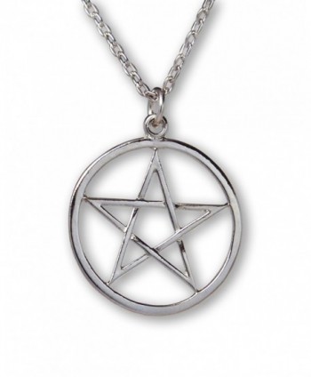 Pentacle Polished Silver Finish Medieval Renaissance Pendant Necklace - C211QH5J8S9