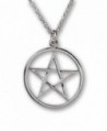 Pentacle Polished Silver Finish Medieval Renaissance Pendant Necklace - C211QH5J8S9