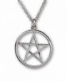 Pentacle Polished Silver Finish Medieval Renaissance Pendant Necklace - C211QH5J8S9