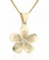14k Yellow Gold Plated Sterling Silver CZ Plumeria Pendant Necklace with 18" Box Chain - CK1178O8J8D