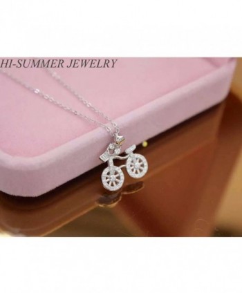 Helen de Lete Lovely Bike Rhinestone Sterling Silver Necklace - CT12GA83RO7