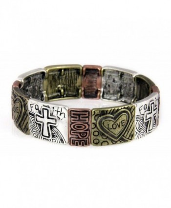 4030577 Christian Hearts Crosses Faith Hope Love Stretch Bracelet Religious Bible - CG110PG2EG9