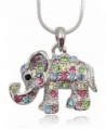 Adorable Little Crystal Elephant Charm Silver Tone Necklace for Girls- Teens and Women - Rainbow - C511PLAMIUP