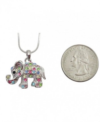 Adorable Crystal Elephant Necklace Rainbow