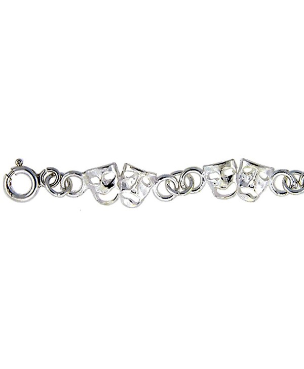 Sterling Silver Anklet with Comedy & Tragedy Drama Masks- fits 9 - 10 inch ankles - CT115PAWNU1