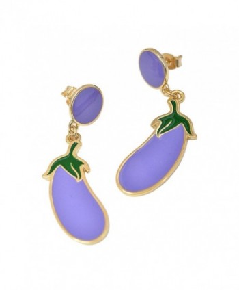 Spinningdaisy Gold Plated Fun Lavender Eggplant Earrings - CX125PDUKH1