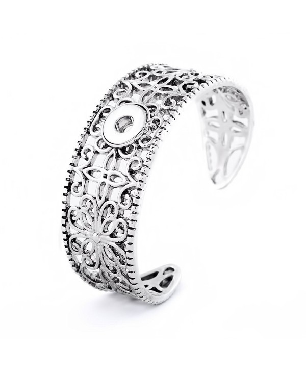 Lovmoment Mini Bracelet 12MM Hollow Flower Wide Metal Snap Jewelry Bracelets - C812OBFTH2J