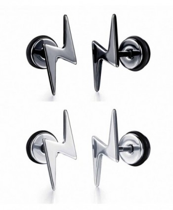 BODYA Earrings Collections Lightning Screw back - silver and black - CH12J2F47TF