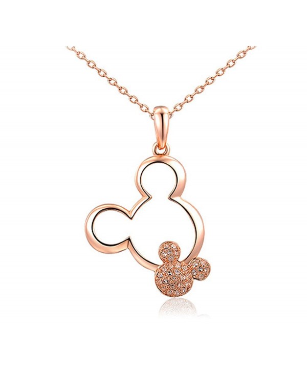 Shining Life rose-golden Plated heart with the Disney Twins Mickey necklaces for women - rose - CV1243J019F