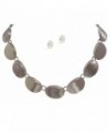 Silver Tone Textured Statement Necklace Earring Jewelry Set for Women - CR11N5NIJF9