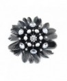 Alilang Swarovski Crystal Elements Black Faux Bird Feather Pearl Bead Fashion Pin Brooch - CV119LR4QT1
