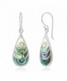 925 Sterling Silver Shiva Eye and Green Abalone Shell Inlay Teardrop Dangle Hook Earrings 1.4" - C012DL2C2J7