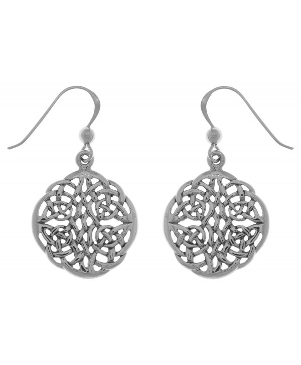 Jewelry Trends Sterling Silver Celtic Knot Round Dangle Earrings - CN120345TMD