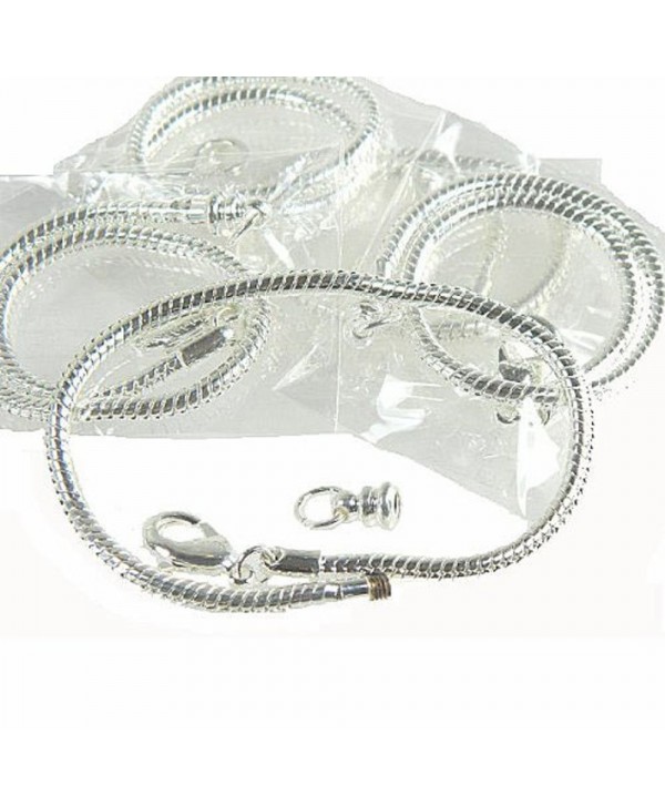 Rockin Beads 5 Pack 7-1/2" Bracelet Snake Chain Fits Pandora Chamilia Troll Biagi Beads Fits 3.5mm Holes - C911D6PMTB1