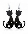 Alloy Vintage Preety Hollowed Little Cat Dangle Hook Earrings for Women - Black - C2188X9CQW4