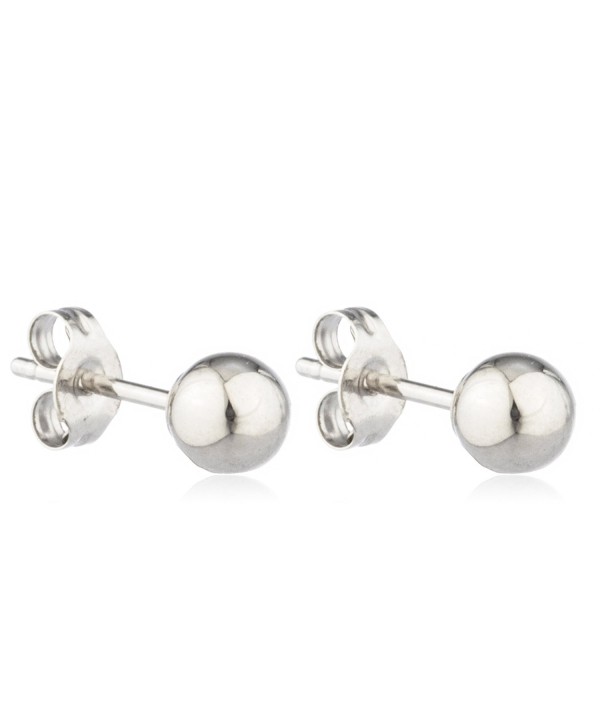 Real 14k White Gold Ball Earring Studs with 14k Push Backs -2mm to 10mm Available - CJ129E04K0J