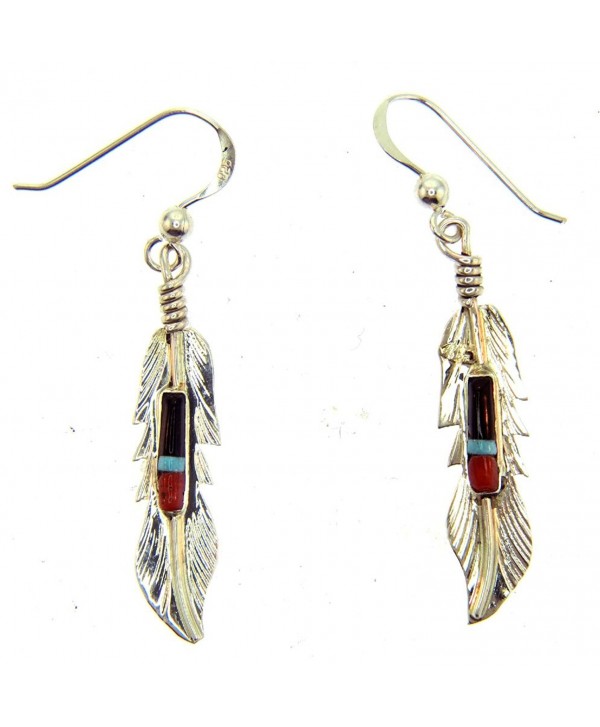 Beautiful Sterling silver Feather earrings inlayed - CR1150QKJ9N