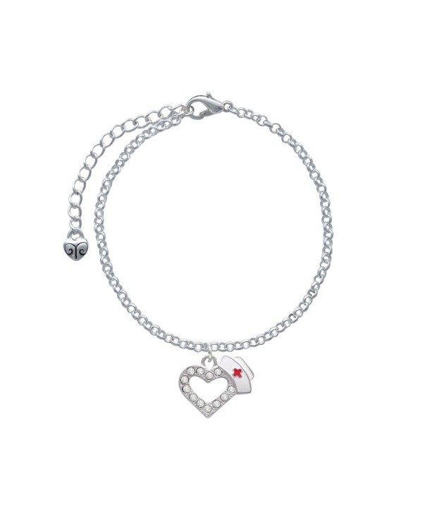 Delight Small Crystal Heart with Nurse Hat Charm Bracelet - CL11K6THJV5