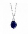 2.55 Ct Oval Blue Sapphire 925 Sterling Silver Pendant with 18 Inch Chain - CP11ATPPFKR