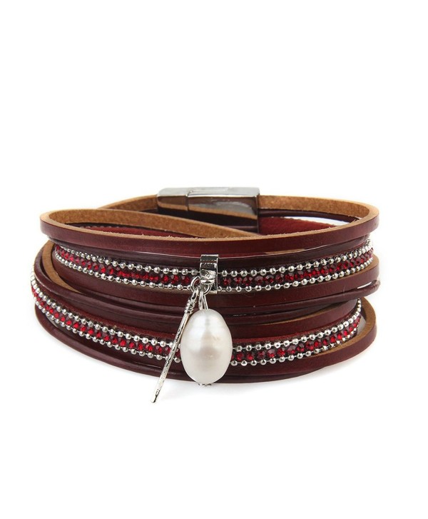 Genuine Leather Vintage Bracelet Jenia - cuff bracelet-red - CH184445N02